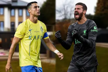 Alisson with his house and Cristiano Ronaldo very discouraged