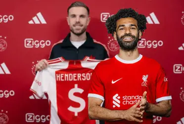 Henderson with the Ajax shirt and Salah with the Reds