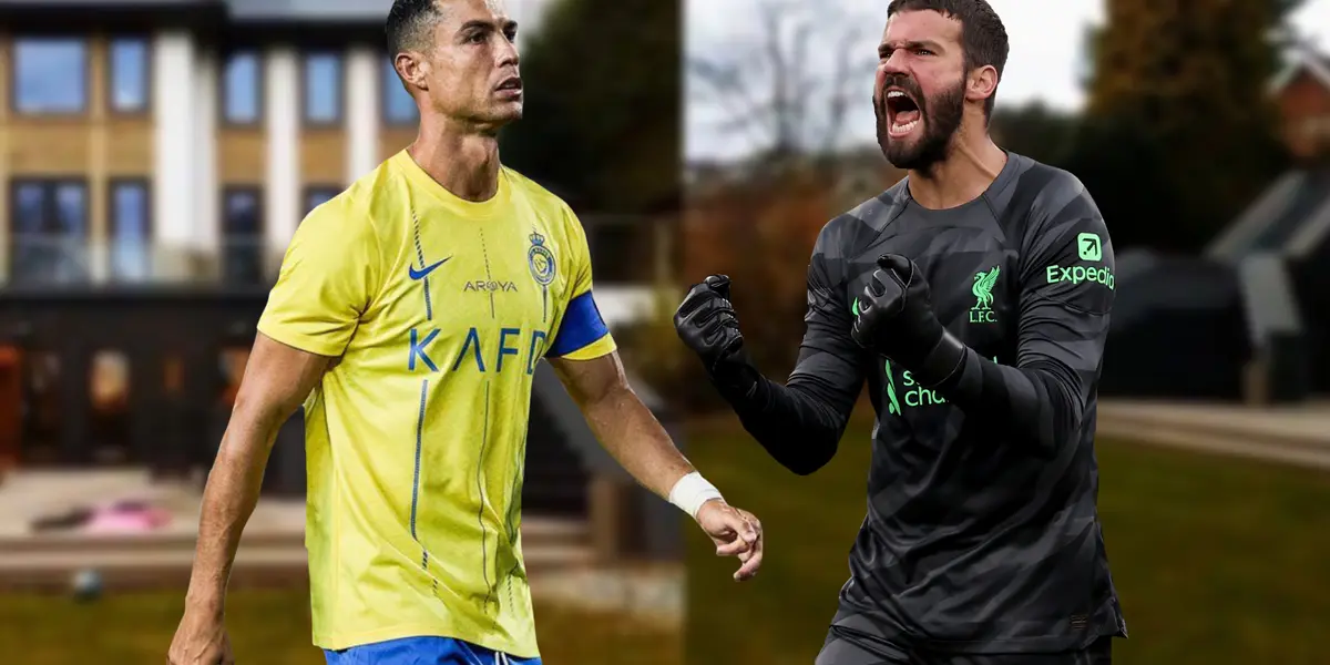 Alisson with his house and Cristiano Ronaldo very discouraged