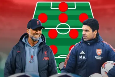 Arteta very serious and Klopp very thoughtful and happy