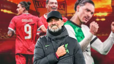 Darwin Nunez celebrating and Klopp very happy