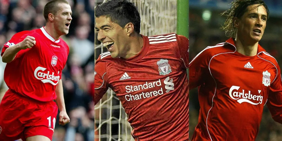 Fernando Torres, Luis Suárez y Michael Owen.