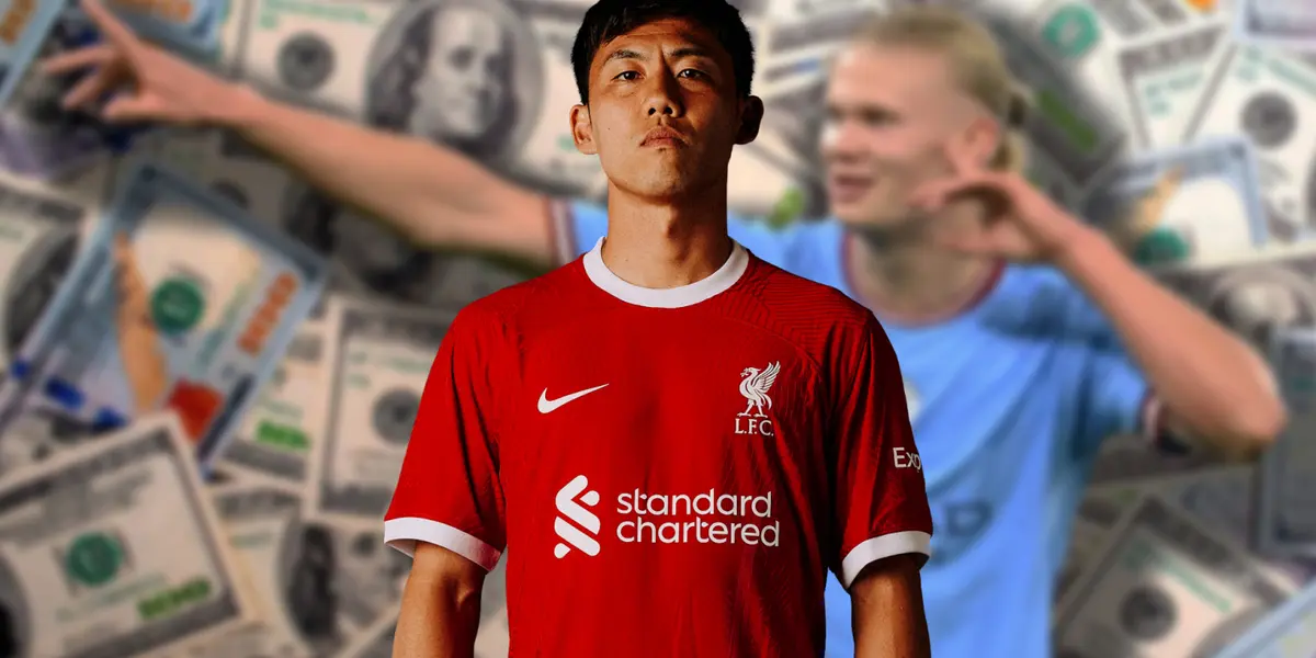 Haaland with money and Wataru Endo