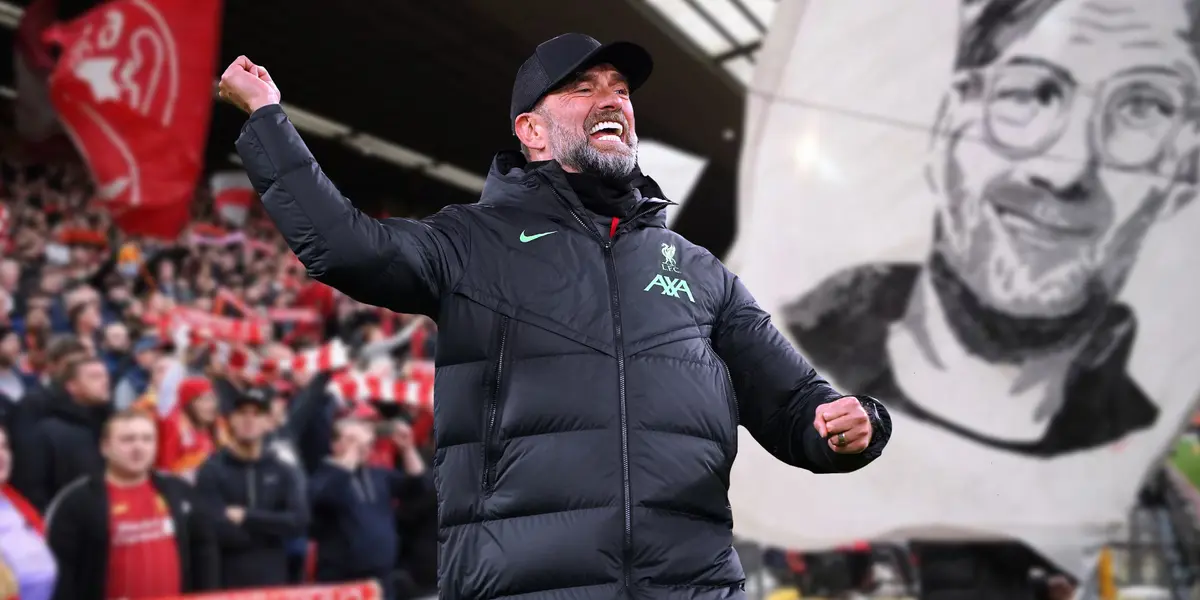 Klopp celebrating effusively with his fans