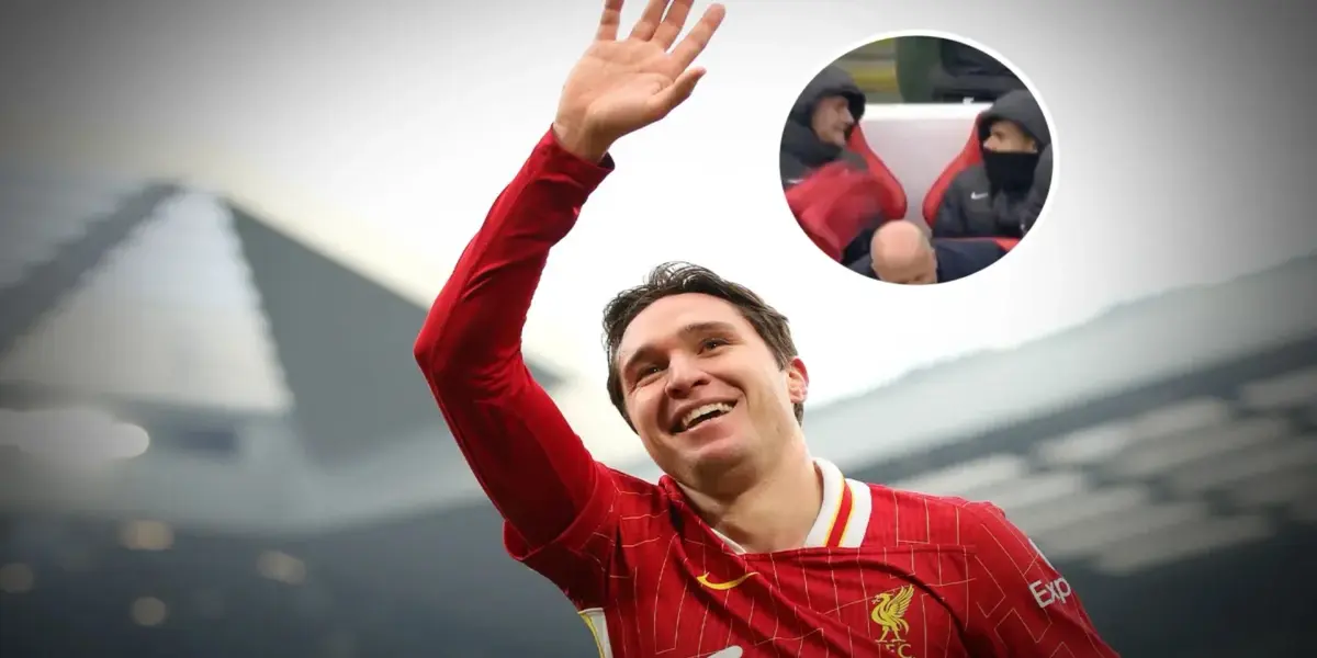 Mac Allister and Luis Díaz's reaction after Chiesa's goal