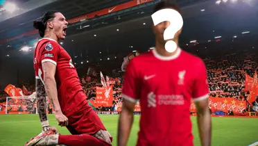 Nunez celebrating a goal and an unknown player