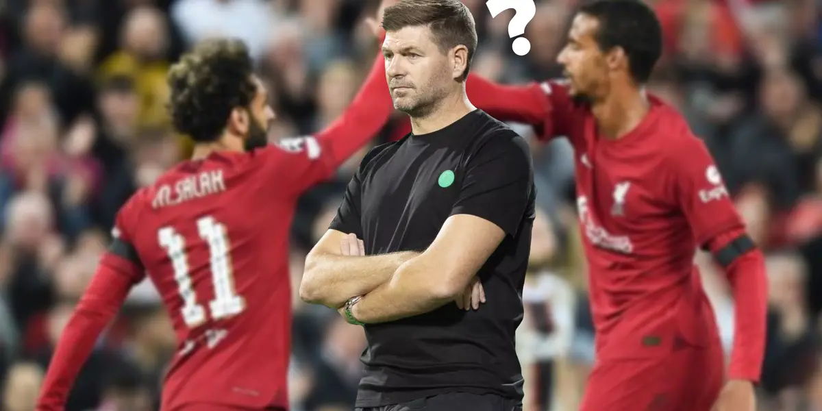 Salah celebrating with Matip and Steven Gerrard