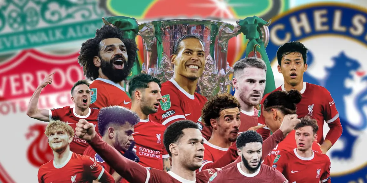 The entire Liverpool team in the EFL Cup final